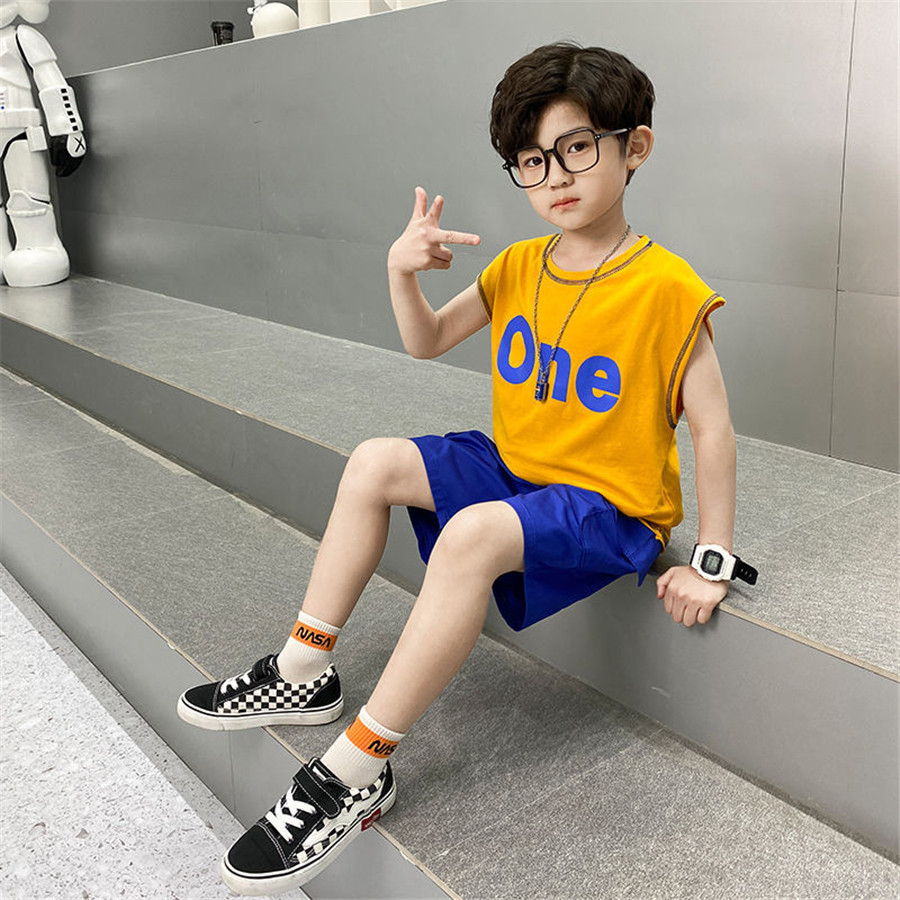 Kids Tracksuit Vest+Shorts Boy children's Basketball Suit Baby Boy Basketball Clothes Set For 2-12Y Child Football Training Suit