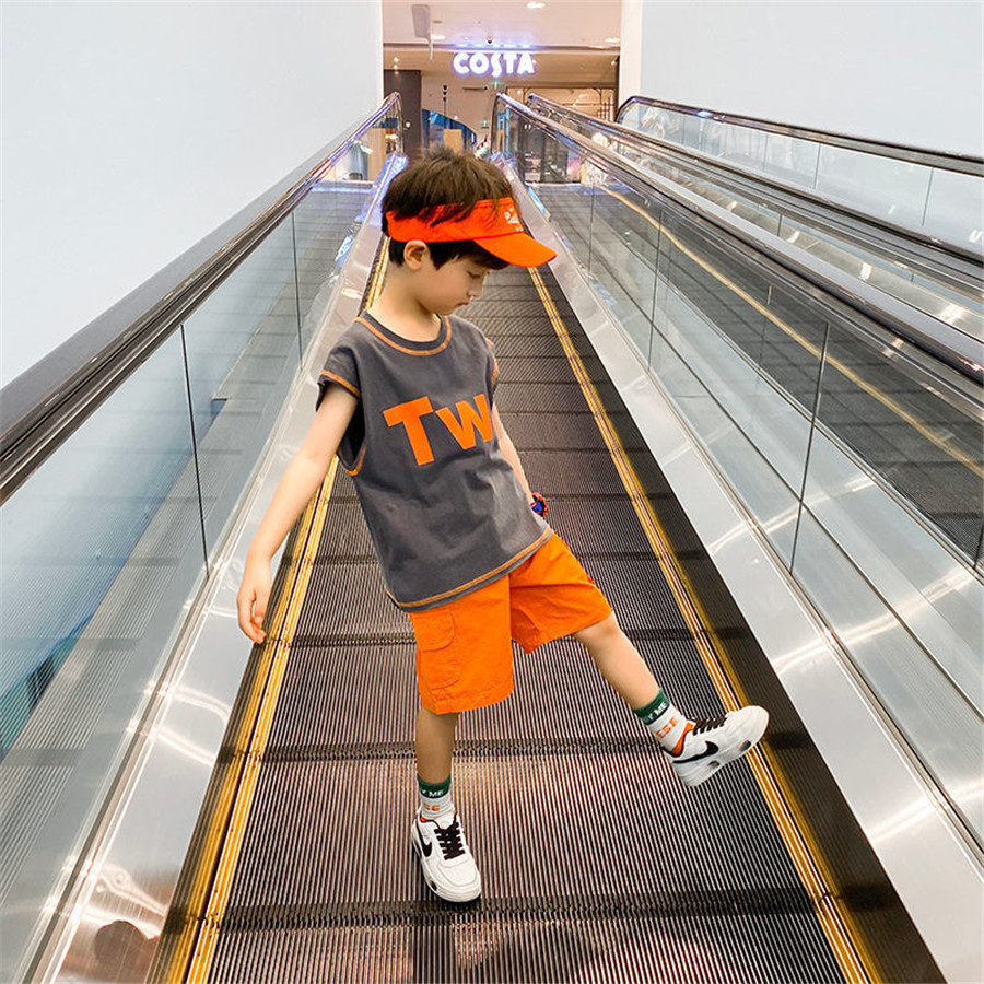 Kids Tracksuit Vest+Shorts Boy children's Basketball Suit Baby Boy Basketball Clothes Set For 2-12Y Child Football Training Suit
