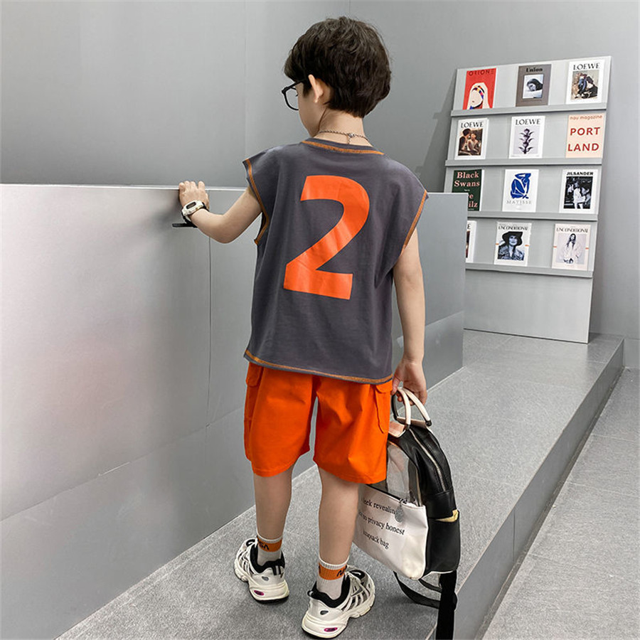 Kids Tracksuit Vest+Shorts Boy children's Basketball Suit Baby Boy Basketball Clothes Set For 2-12Y Child Football Training Suit