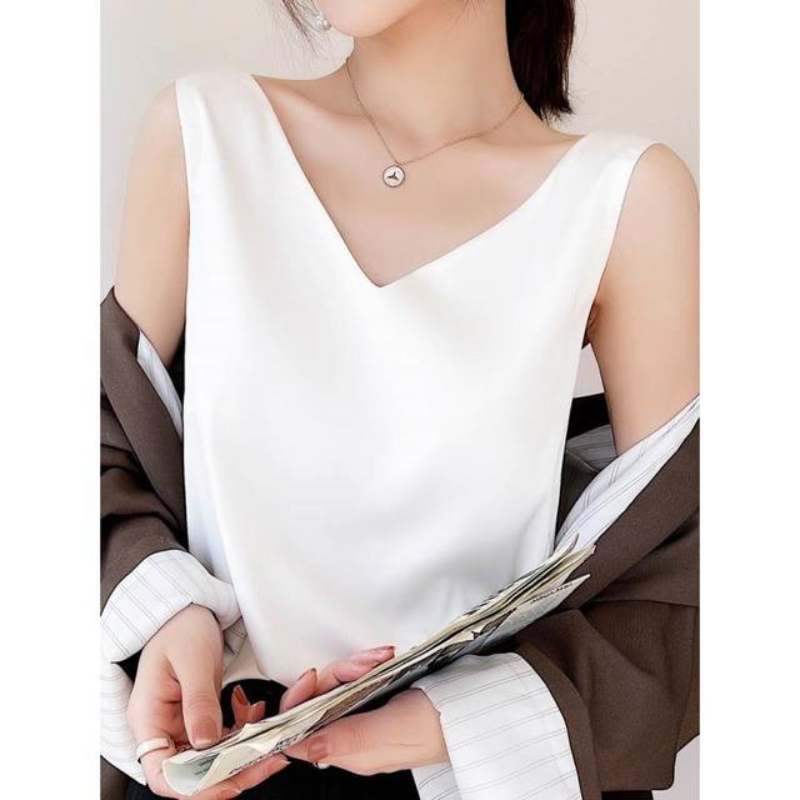 1pc New Tank Top Solid Halter Crop Tops Women Summer Camis Backless Camisole Satin Silk Tee Female Sleeveless Cropped Vest
