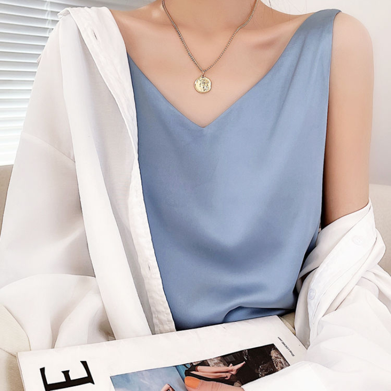 1pc New Tank Top Solid Halter Crop Tops Women Summer Camis Backless Camisole Satin Silk Tee Female Sleeveless Cropped Vest