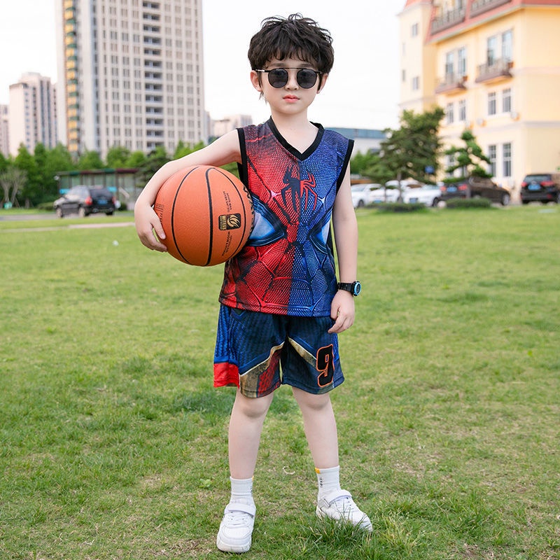 Boy Suits Summer Kid Clothing Sets Baby Printed Sleeveless Tshirt + Shorts Basketball Uniform Sports Quick-drying Clothes
