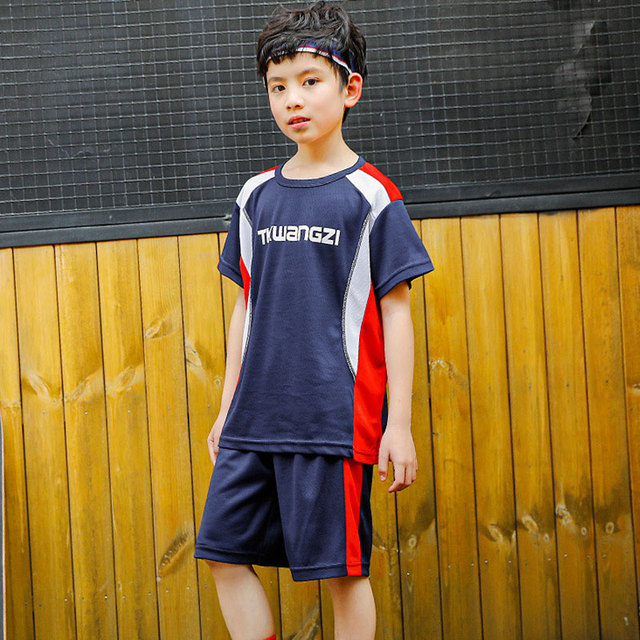 2PC/Sets Summer Children's Clothing Baby Mesh Short Sleeve Patchwork T-Shirt Boys Sportswear Basketball Suits Kids Teens Clothes