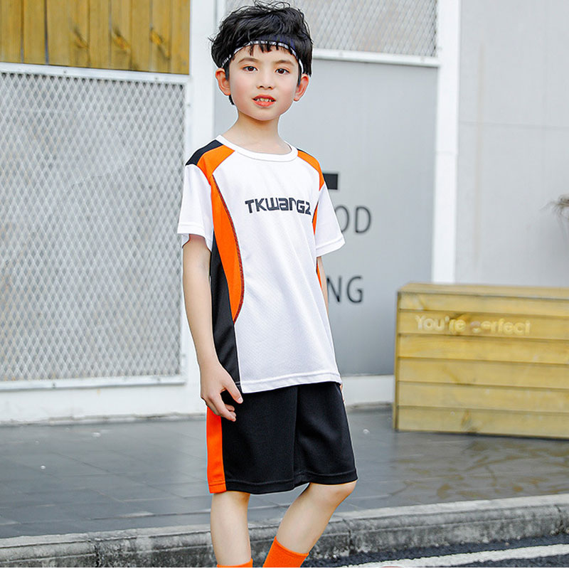2PC/Sets Summer Children's Clothing Baby Mesh Short Sleeve Patchwork T-Shirt Boys Sportswear Basketball Suits Kids Teens Clothes