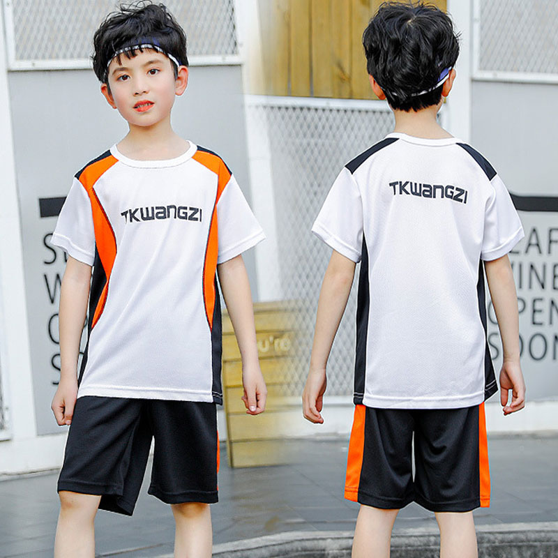 2PC/Sets Summer Children's Clothing Baby Mesh Short Sleeve Patchwork T-Shirt Boys Sportswear Basketball Suits Kids Teens Clothes