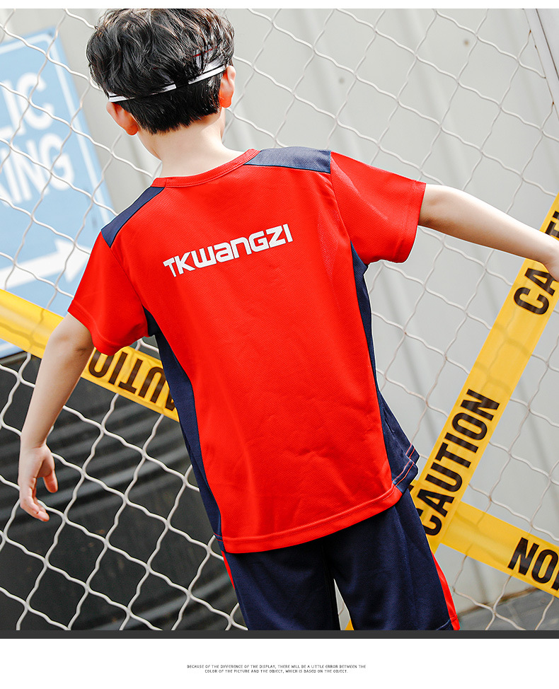 2PC/Sets Summer Children's Clothing Baby Mesh Short Sleeve Patchwork T-Shirt Boys Sportswear Basketball Suits Kids Teens Clothes