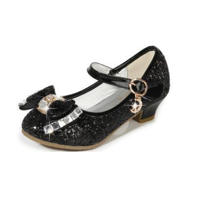 Classic Bow Girl Pu Leather Shoes For Girls Party Dance Children Kids Shoes 3-14 Years Princess High Heels Child Wedding Shoes Kids Shoes