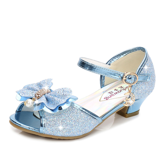 5 Colors Children Princess Sandals Kids Girls Wedding Shoes High Heels Dress Shoes Bowtie Gold Pink Blue Silver Shoes For Girls Sandals