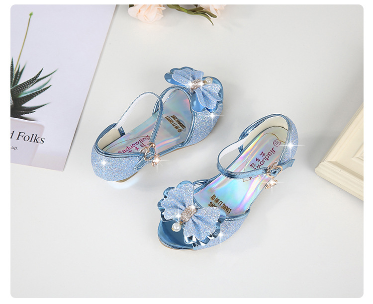 5 Colors Children Princess Sandals Kids Girls Wedding Shoes High Heels Dress Shoes Bowtie Gold Pink Blue Silver Shoes For Girls Sandals