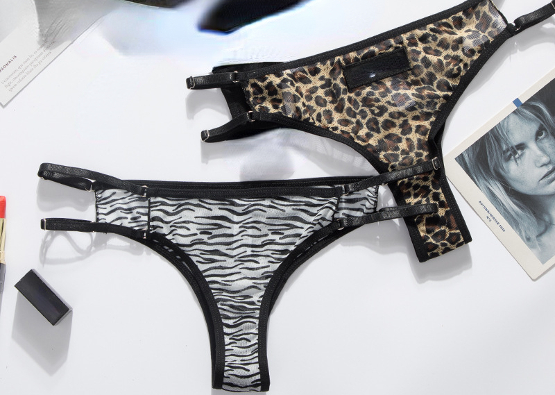 2pcs Fashion Sexy Women Zebra Pattern Leopard Print Panties Low Waist Belt G-String Thongs Letter Cotton Seamless Underwear Lingerie