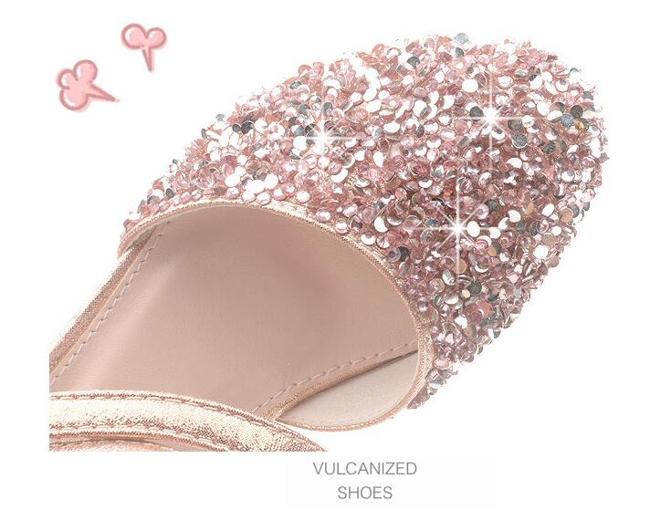 2023 Children Sandals Girl High Heels Princess Shoes For Girls Glitter Bowtie High heel Sandals Dress Party Shoe Size 26-38