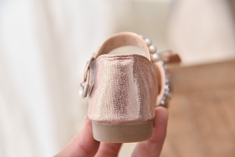 Girls Sequin Lace Bow Kids Shoes Girls Cute Pearl Princess Dance Single Casual Shoe 2021 New Children's Party Wedding Shoes Sandals