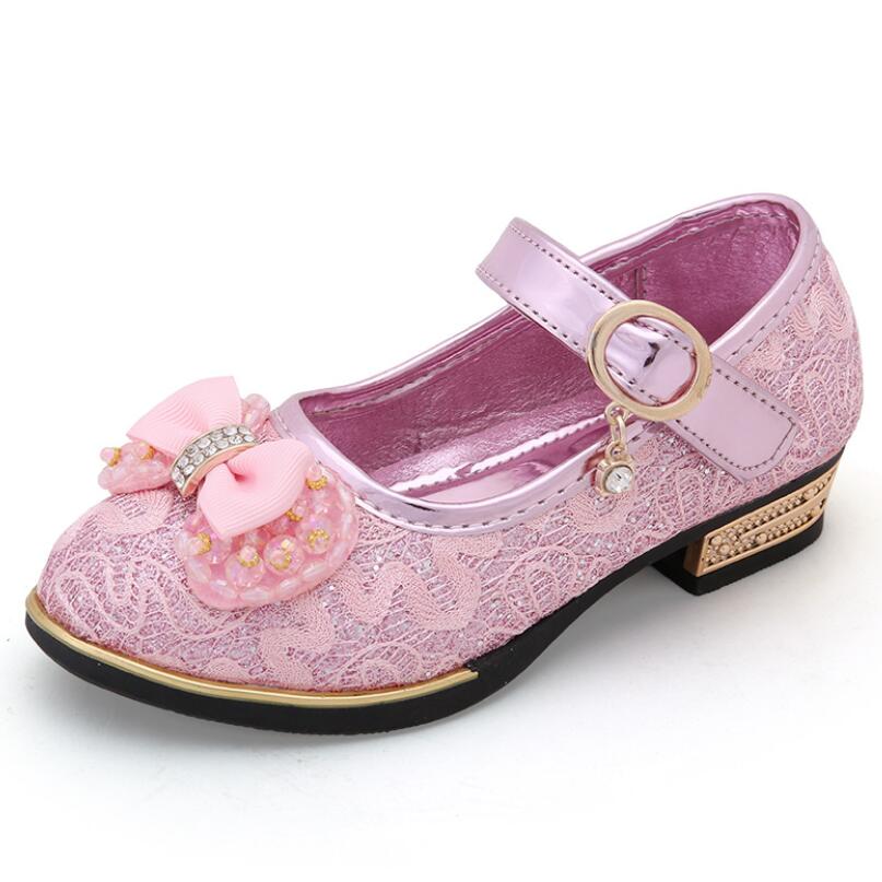 Spring Children Shoes Girls High Heel Princess Dance Sandals Kids Shoes Glitter Leather Fashion Girls Party Dress Wedding Shoes Kids Baby Shoes