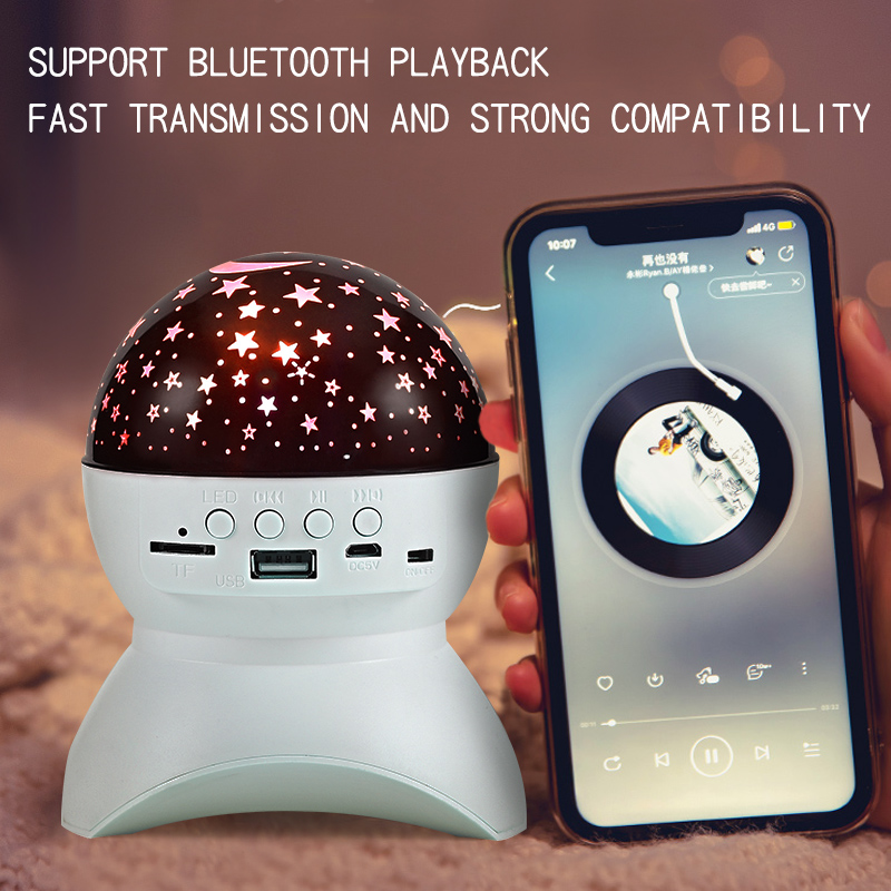LED Projector Starry Sky Night Light Built-in Bluetooth-Speaker Lamp for Bedroom Room Decor Kids Valentine's Day gifts
