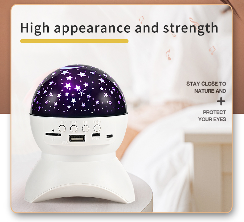 LED Projector Starry Sky Night Light Built-in Bluetooth-Speaker Lamp for Bedroom Room Decor Kids Valentine's Day gifts