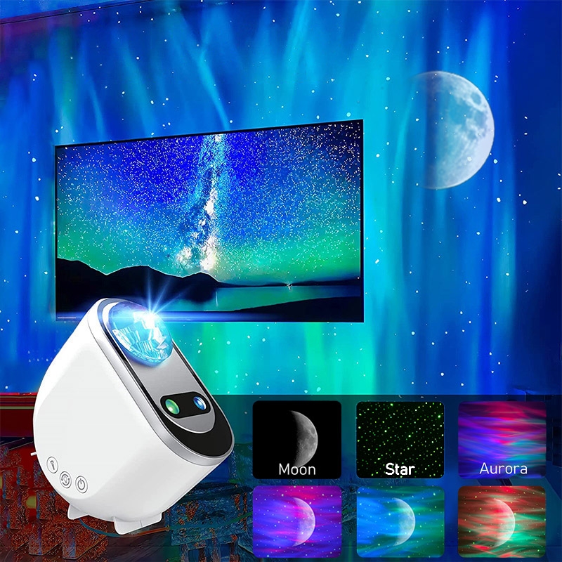 Northern Light Aurora Projectors Galaxy Star Projector Starry Sky Moon Lamp Decoration Bedroom Home Room Luminaires Gift