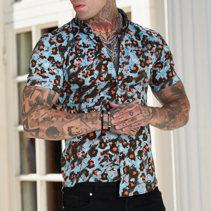 Fashion Casual Short sleeves Solid Shirt Super Slim Fit Male Social Business Dress Shirt Brand 2022 Men Fitness Sports Clothing