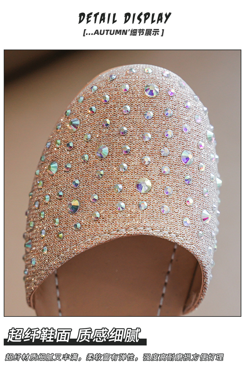 Girls Leather Shoes Children Flats Princess 2022 Spring Summer Brand New Kids Dress Shoes For Wedding Party Bling Glitter Sandals 21-35