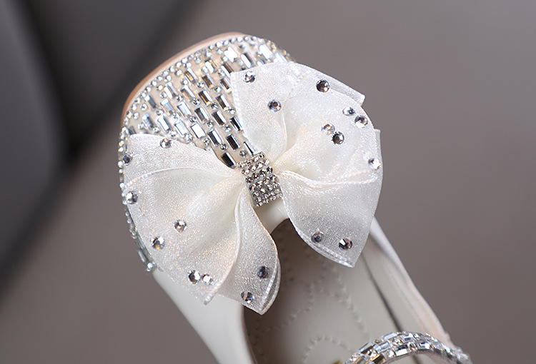 Spring Girls Lace Bow Leather Shoes Children's Sequins Princess Shoes Kids Fashion Rhinestone Dance Shoes Size 21-30 Toddler Girls' Shoes Oxfords