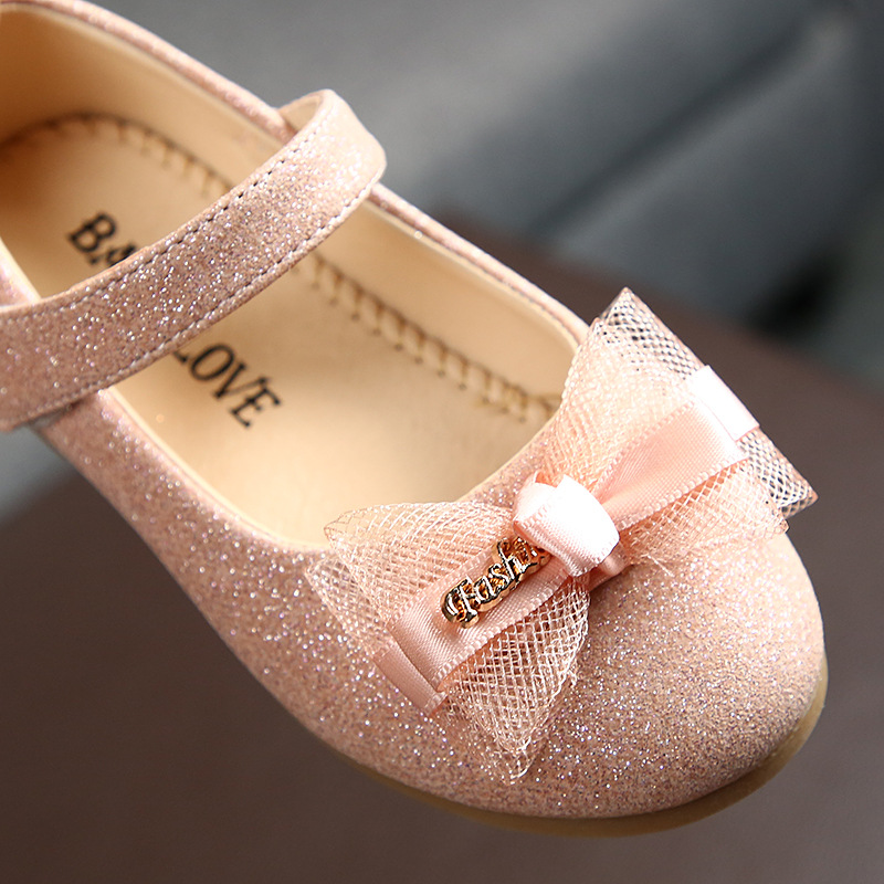 Children Glitter Shoes Girls Leather Shoes Lace Bow-knot Sweet Soft Shoes Princess Dress Shoes For Wedding Model Show Dancing Toddler Girls' Shoes  Oxfords