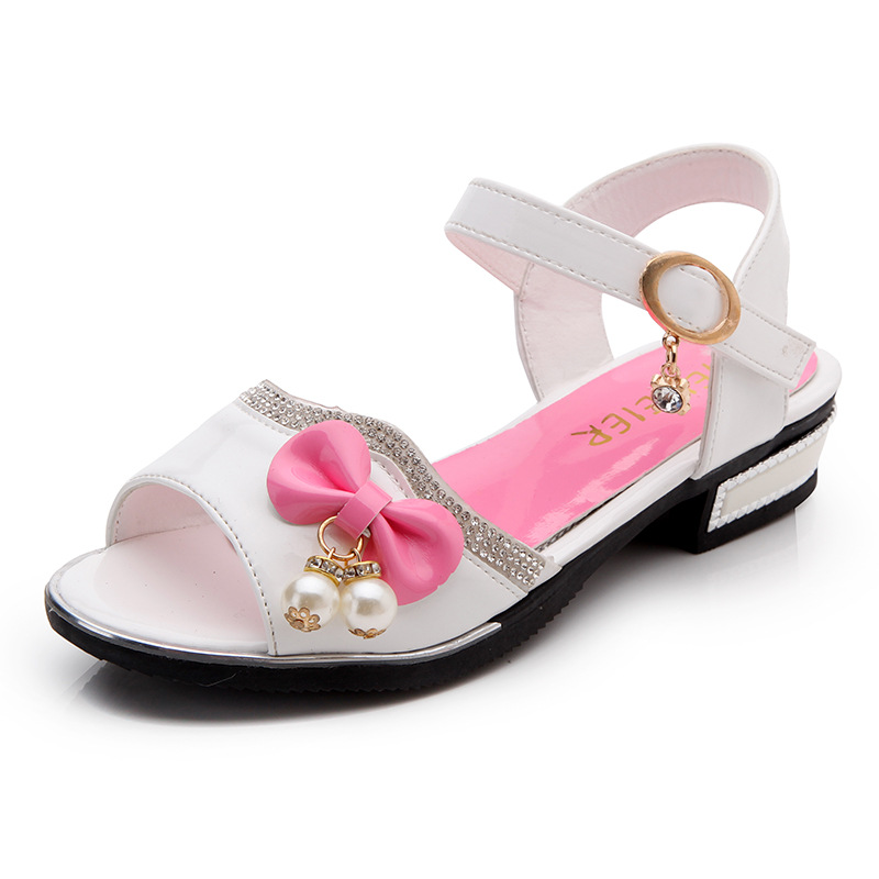 Girl's Princess Sandals Children Shoes 2022 New Fashion Flowers Beads Bow Sandals Summer Soft Kid Casual Flat Shoe Kids Baby Shoes Sandals