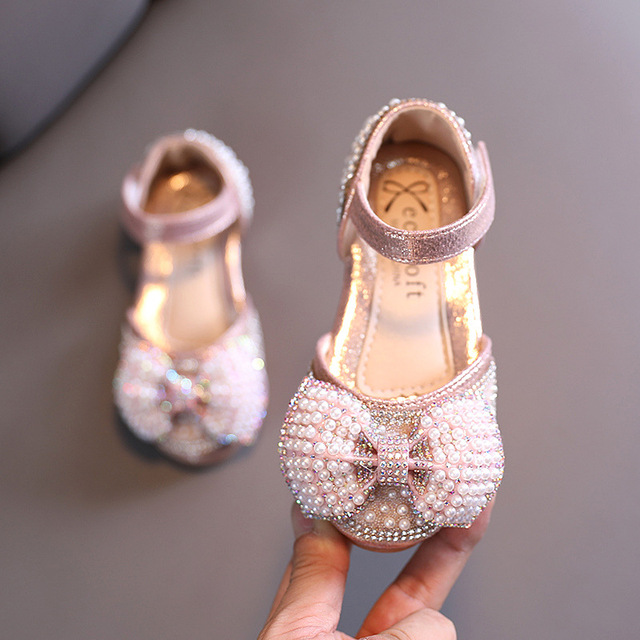 Girls Shoes 2022 Spring Kids Fashion Sandals Brand Rhinestone Mary Janes Glitter Princess Toddler Dress Party Dance Baby Flats