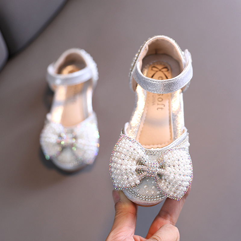 Girls Shoes 2022 Spring Kids Fashion Sandals Brand Rhinestone Mary Janes Glitter Princess Toddler Dress Party Dance Baby Flats