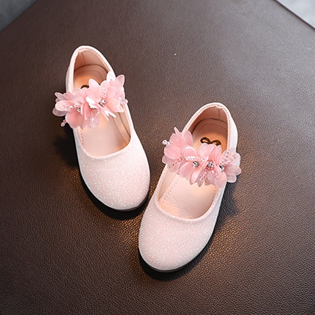 Kids Leather Girls Shoes Shining Flowers Princess Shoes For Baby Party Wedding Children Flats Spring Summer Dress Shoes Kids Baby Shoes