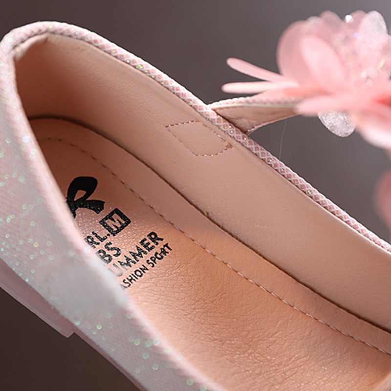 Kids Leather Girls Shoes Shining Flowers Princess Shoes For Baby Party Wedding Children Flats Spring Summer Dress Shoes Kids Baby Shoes