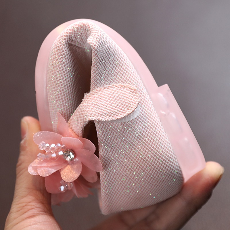 Kids Leather Girls Shoes Shining Flowers Princess Shoes For Baby Party Wedding Children Flats Spring Summer Dress Shoes Kids Baby Shoes