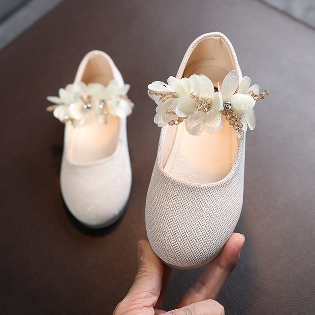 Kids Leather Girls Shoes Shining Flowers Princess Shoes For Baby Party Wedding Children Flats Spring Summer Dress Shoes Kids Baby Shoes