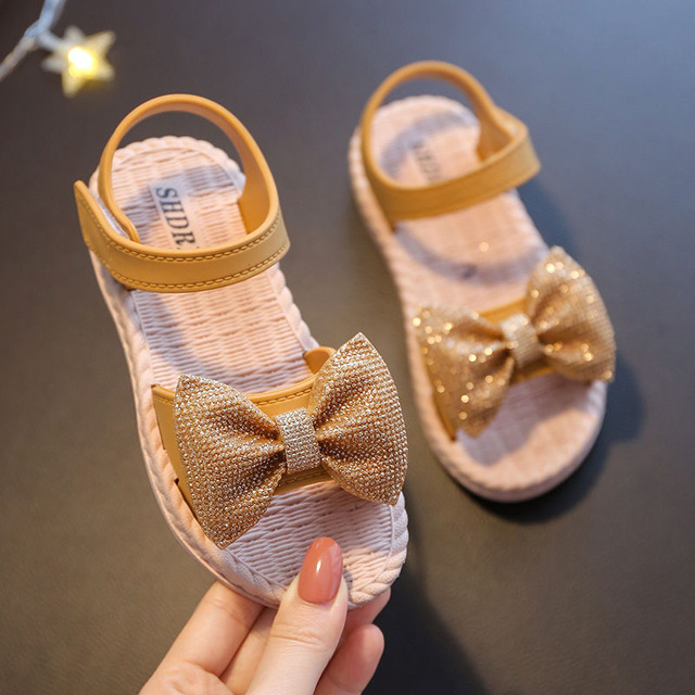 Girls Sandals Summer Cute Bow Baby Girl Shoes Flat Heel Kids Beach Sandals Princess Shoes SBA006