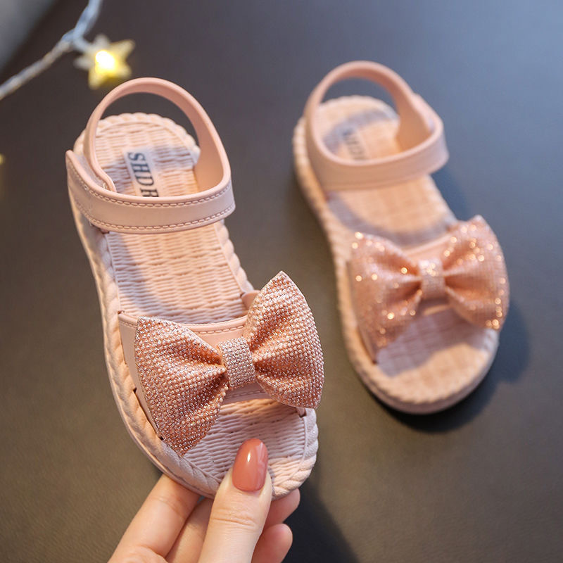 Girls Sandals Summer Cute Bow Baby Girl Shoes Flat Heel Kids Beach Sandals Princess Shoes SBA006