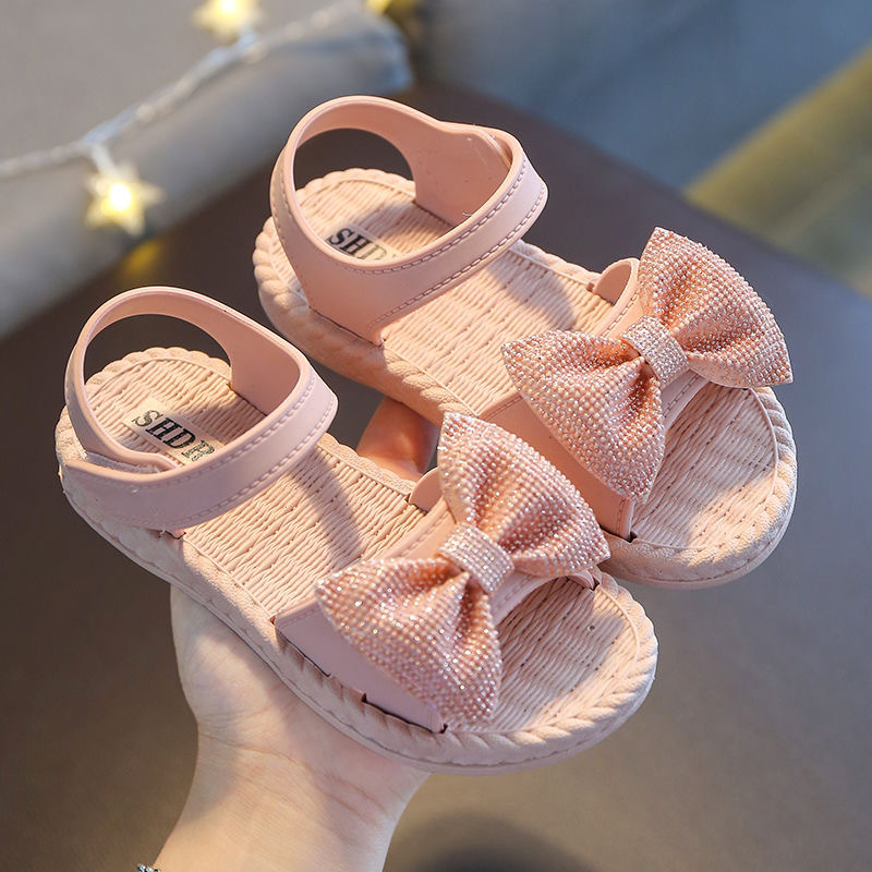 Girls Sandals Summer Cute Bow Baby Girl Shoes Flat Heel Kids Beach Sandals Princess Shoes SBA006