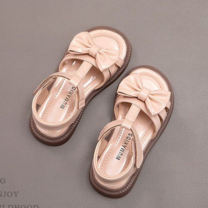 Children's Sandals Fashion Bow Girl Beach Shoes for Children Kids Summer Non-slip Rubber Sole Sandals Princess Shoe 3-12 Year