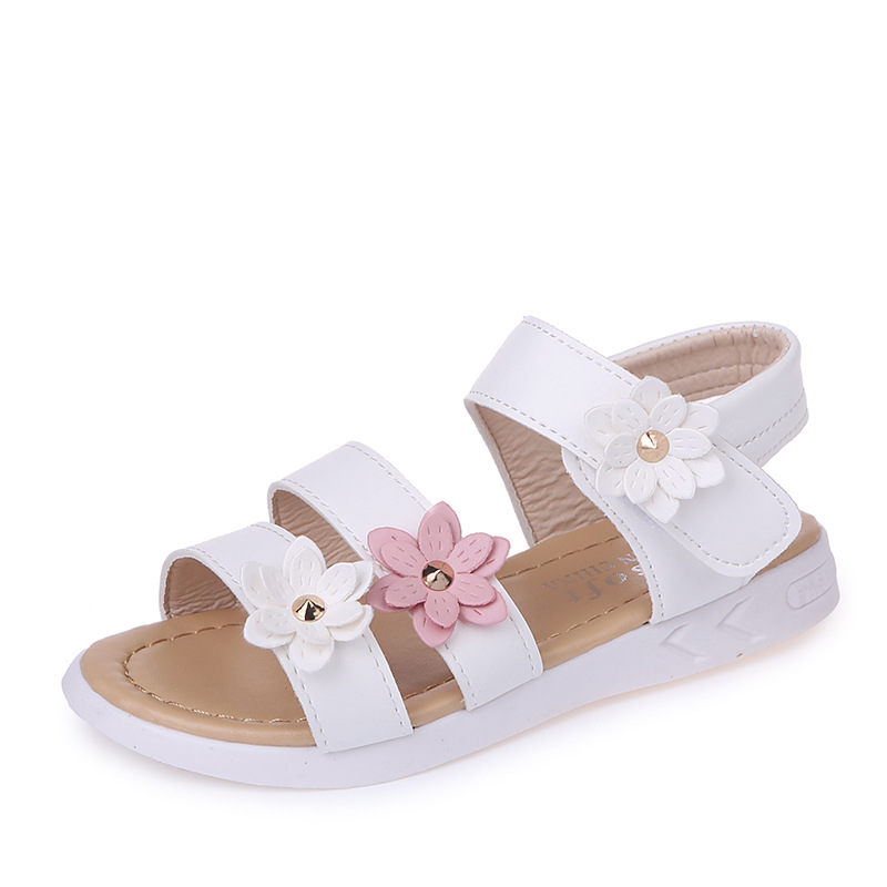 2022 Summer New Girls Sandals Kids Floral Sandals with 3 Flowers Princess Sweet for Wedding Party Dress Shoes Kids Sandals 21-36