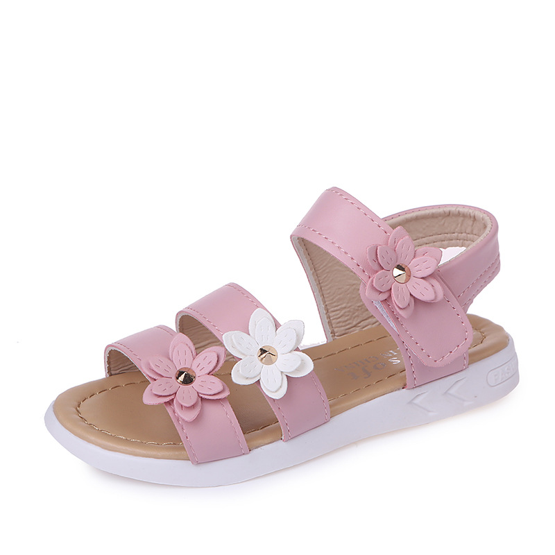 2022 Summer New Girls Sandals Kids Floral Sandals with 3 Flowers Princess Sweet for Wedding Party Dress Shoes Kids Sandals 21-36