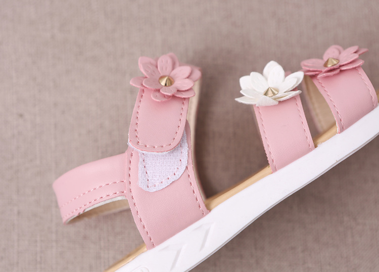 2022 Summer New Girls Sandals Kids Floral Sandals with 3 Flowers Princess Sweet for Wedding Party Dress Shoes Kids Sandals 21-36