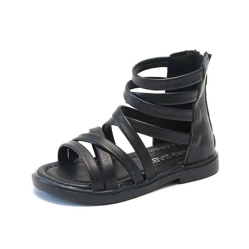 2022 Summer Shoes Girls Sandals Rivets Sandal Boots Cross-tied Kids Shoes Gladiator Sandals Back Zip Roma Princess Shoes Child