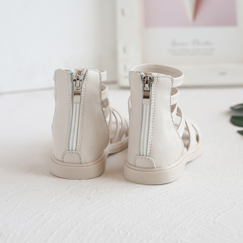 2022 Summer Shoes Girls Sandals Rivets Sandal Boots Cross-tied Kids Shoes Gladiator Sandals Back Zip Roma Princess Shoes Child