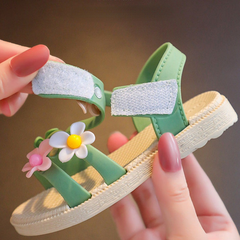 Little Girls Sandals 2022 Summer New Flower Simple Cute Pink Women Sandals Toddler Children Baby Soft Casual School Girl Shoes