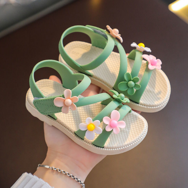 Little Girls Sandals 2022 Summer New Flower Simple Cute Pink Women Sandals Toddler Children Baby Soft Casual School Girl Shoes
