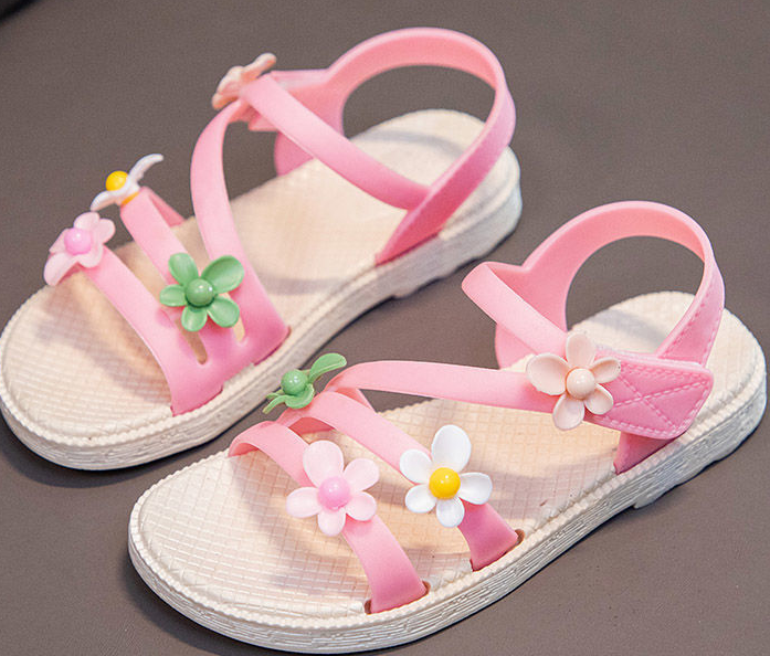 Little Girls Sandals 2022 Summer New Flower Simple Cute Pink Women Sandals Toddler Children Baby Soft Casual School Girl Shoes