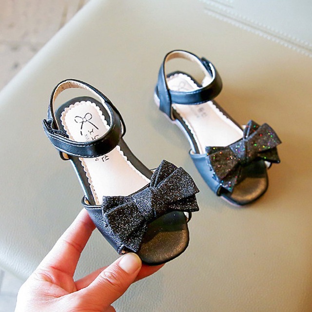 Girls Sandals Summer Solid Color Bowknot Girl Princess Sandals Shoes Kids Children Soft Bottom Non-slip Baby Beach Shoes