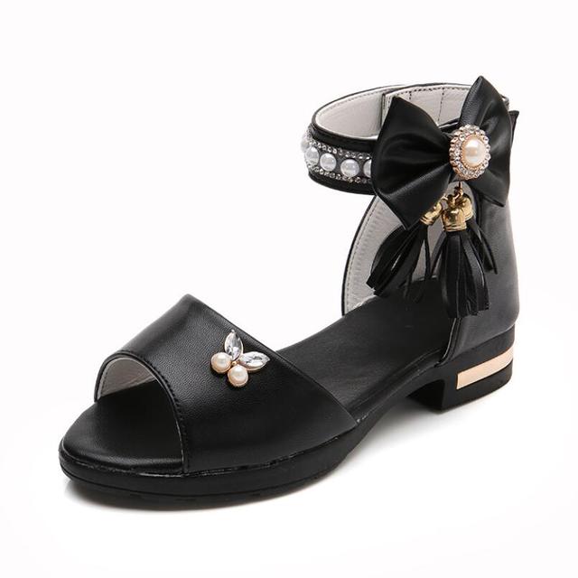 Kids Bow Sandals Children Girls Summer Cute Sandals Beach Sandals 2022 Princess Fashion High Heels Tassel School Shoes