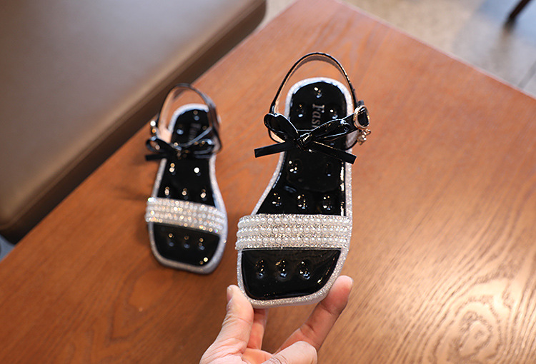 2022 Summer Korean Fashion Girls Sandals Big Kids Bow Princess Shoes Soft Sole Little Girls Casual Beach Shoes for Wedding 26-36