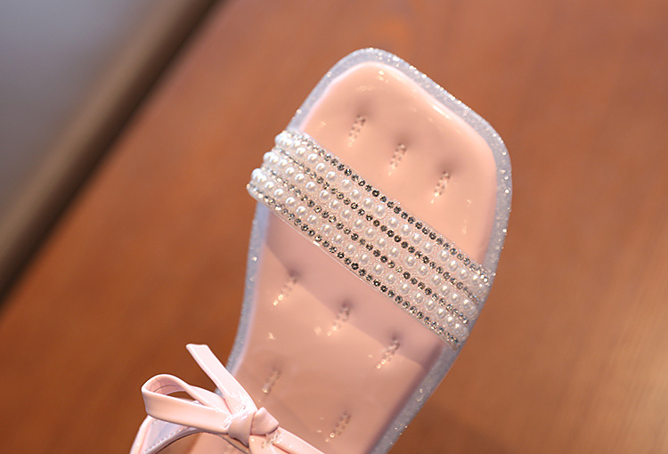 2022 Summer Korean Fashion Girls Sandals Big Kids Bow Princess Shoes Soft Sole Little Girls Casual Beach Shoes for Wedding 26-36