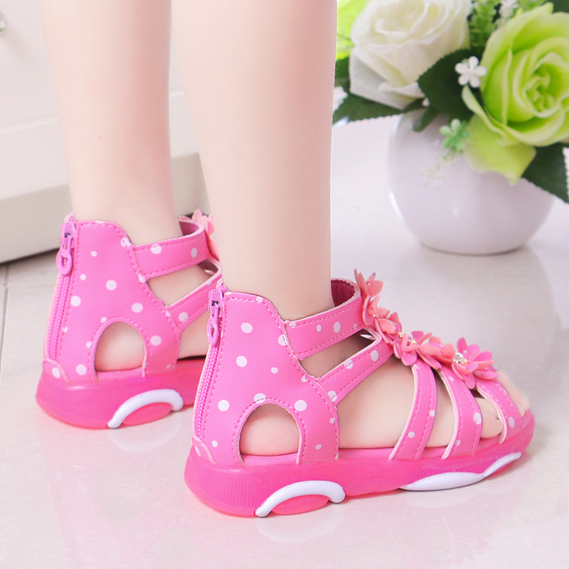 Princess Floral Sandals For Girls Little Big Kids Roman Sandals Children Gladiator Beach Sandals With Pearls Sweet Soft 21-36 Sandals Girls' Shoes