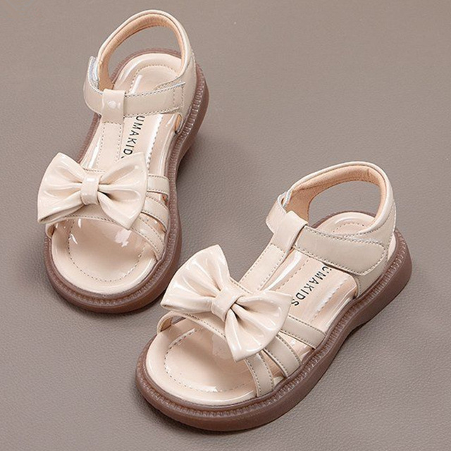 Children's Sandals Fashion Bow Girl Beach Shoes for Children Kids Summer Non-slip Rubber Sole Sandals Princess Shoe 3-12 Year