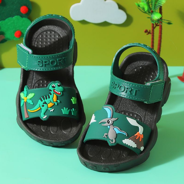 2022 Boy Sandals Summer New Non-slip Cartoon Dinosaur Beach Shoes Open Children's Sandals All-match Boy Student Children's Shoes